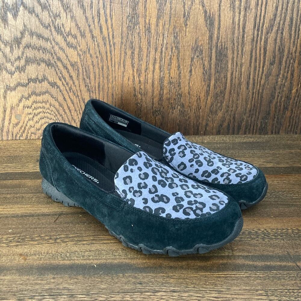 Skechers Loafers Suede Material Black with Animal Print Women's 10